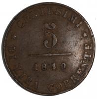 5 Centesimo 1849 ZV, vzgl.- 
