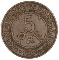 Denmark 5 Öre 1907, vzgl.+ 