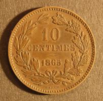 Luxemburg: 10 Centimes 1865 A 
