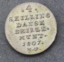 Dänemark Christian VII. 1766-1808. 4 Skilling 1807 