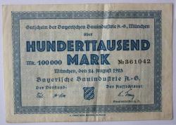 MÜNZEN MACHO : Bayern 100000 Mark 24-8.1923 