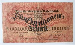 Württemberg 5 Millionen Mark 1.8.1923 