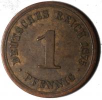 1 Pfennig 1875 D, vzgl+ 